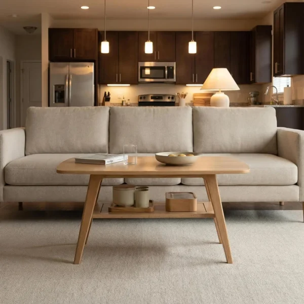 Wood Coffee Table with 2-Tier Storage