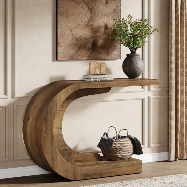 Mid-Century C-shaped Modern Console Table 43.3"