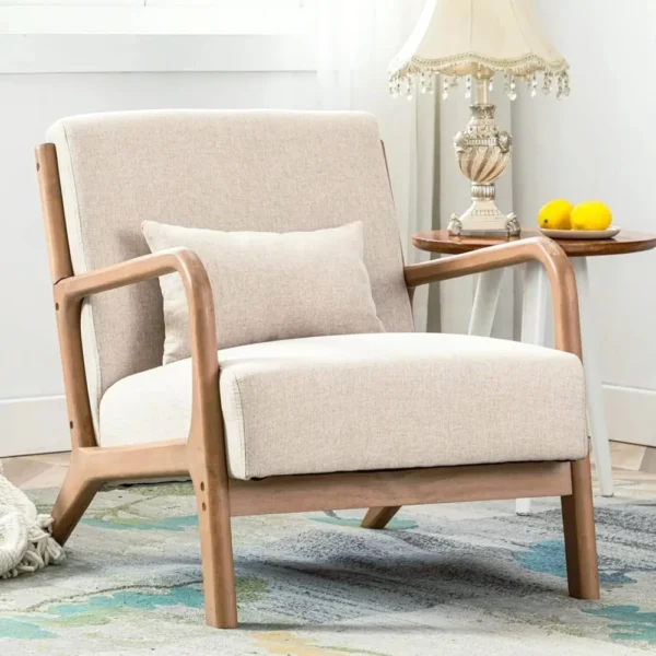 Fabric Lounge Chair with Solid Wood Frame