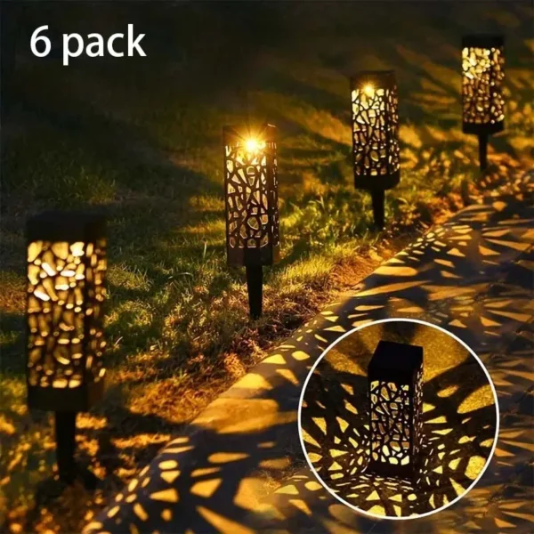 6-Pack Solar LED Garden Stake Lights, Waterproof Outdoor Landscape Lighting